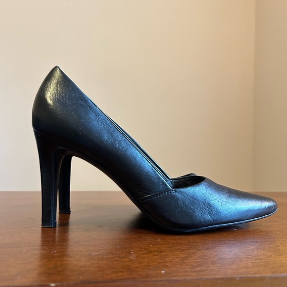 Franco Sarto Women’s Black Leather Pump Heels Shoes Size 8 - Picture 2 of 9